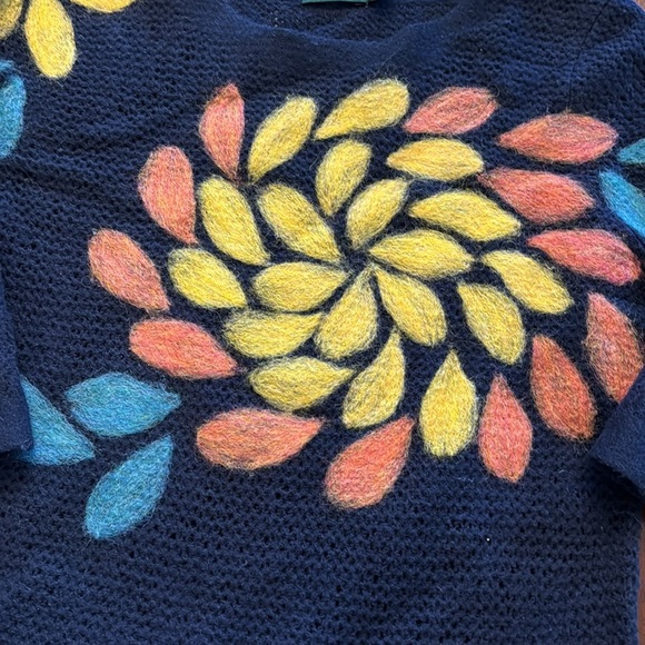 Anthropologie troubadour 100% Wool Bloom Navy Sweater - Picture 2 of 9